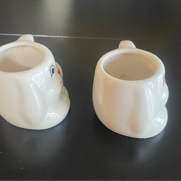 Set of 2 adorable ceramic painted bunny rabbit espresso miniature mugs easter - Picture 4 of 7